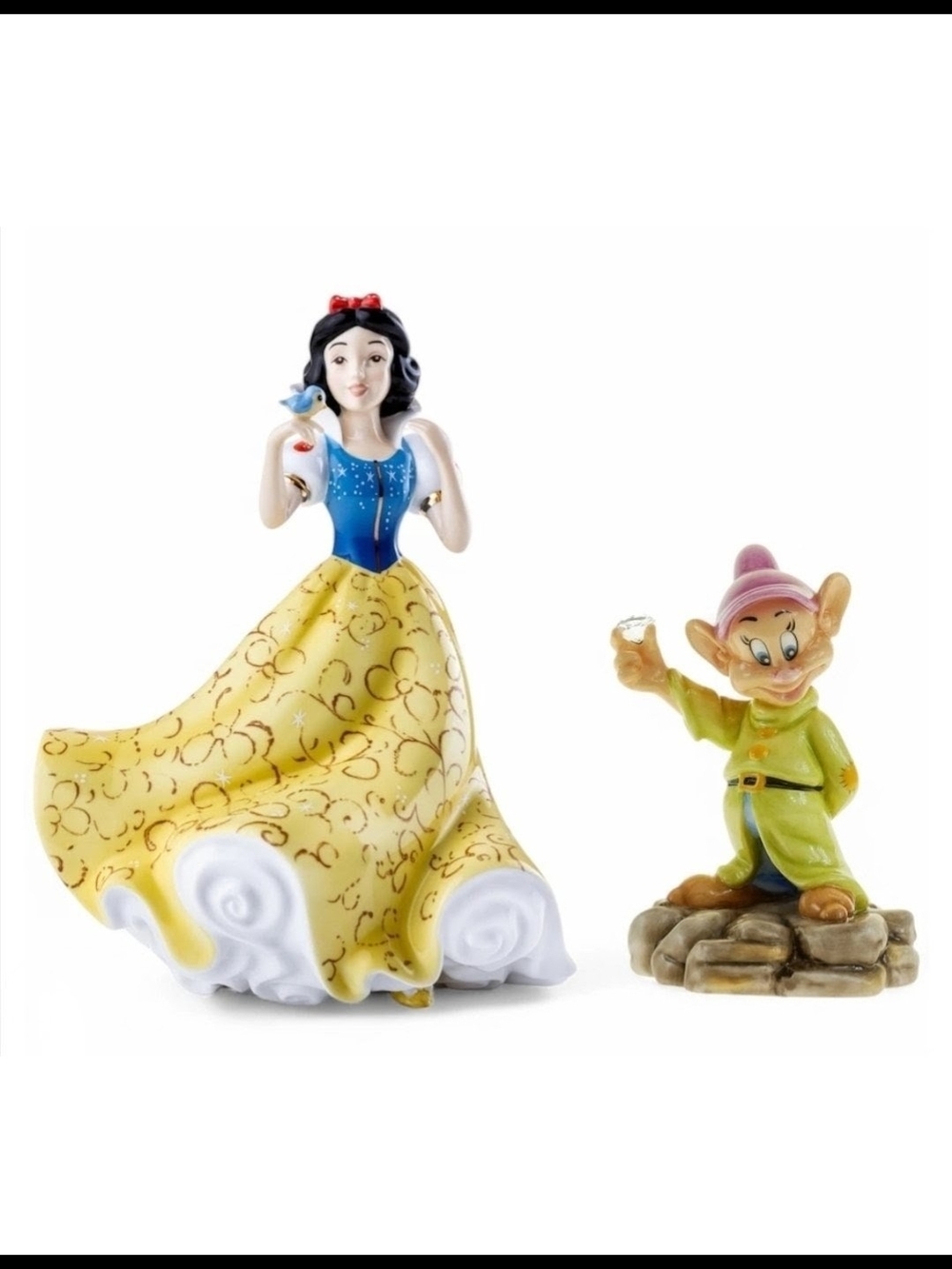 Snow White and Dopey Decorative Figurine Set - Yellow & Blue